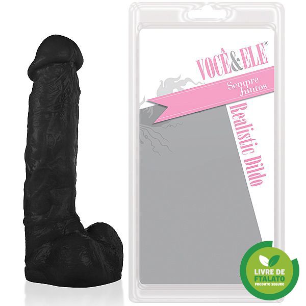 ! ST** Prótese Urano com escroto - 21,5x4,5 cm na cor preto A/E *