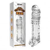 !                 **  (INDISPONÍVEL)  CAPA PENIANA C/ANEL TESTICULAR-TIGER SLEEVE 18cmx4cm - Clear -