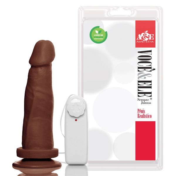 ! ** (INDISPONÍVEL) Prótese 8 com ventosa e vibro - 16x4 cm na cor marrom AH327