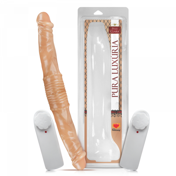 (INDISPONÍVEL )PÊNIS REALÍSTICO DUPLO COM VIBRO – 40,5X4,5cm