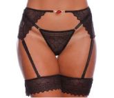 !                             **  (INDISPONÍVEL)  TANGA SAMARA EM RENDA COM CINTA LIGA PATITEX PRETA