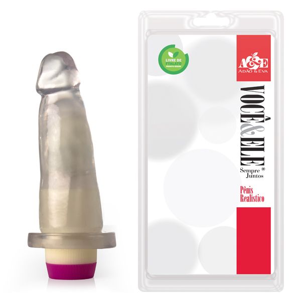!                             **  (INDISPONÍVEL)  Prótese com vibrador 6 - 14,5x4 cm - Translúcido