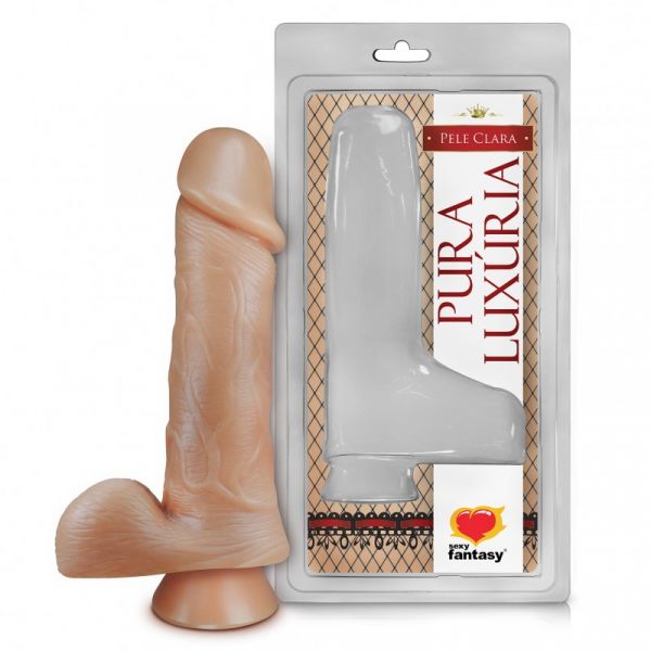 (INDISPONÍVEL) **PÊNIS REALÍSTICO COM ESCROTO E VENTOSA – 17,5X4,4CM AH223