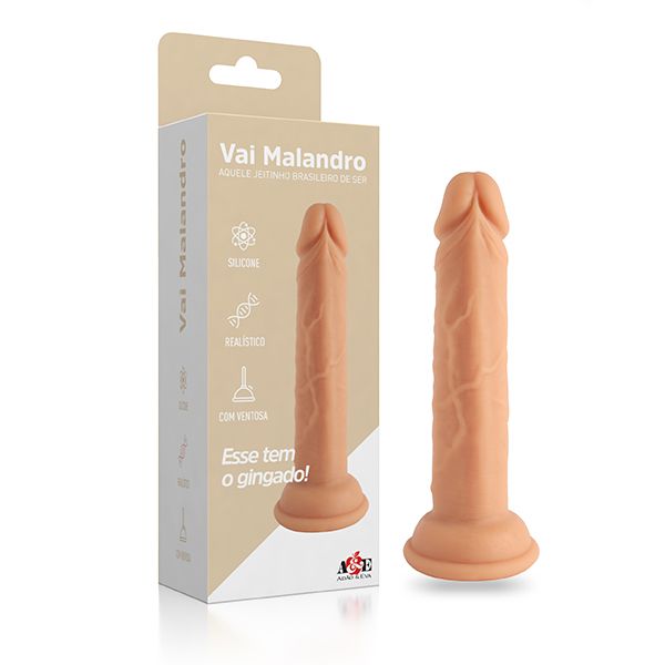 (INDISPONÍVEL) **Pênis Realístico Com Ventosa 12,5cm - Vai Malandro