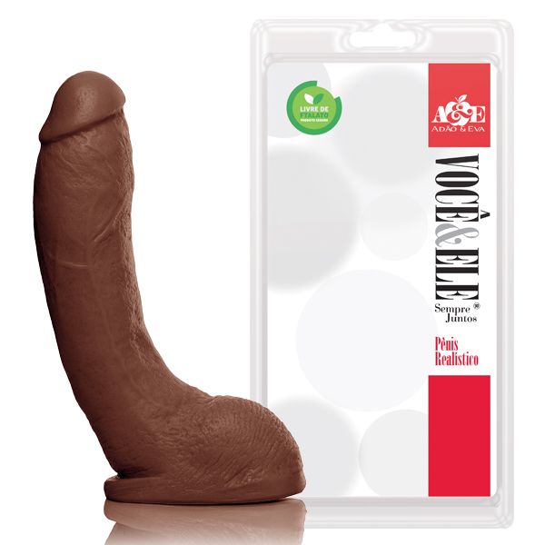 (INDISPONÍVEL) Prótese Bengala com escroto 21x5,5 cm na cor marrom AH332