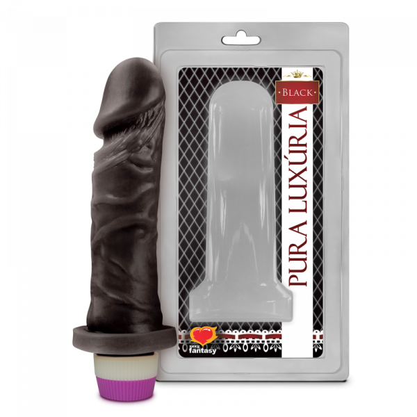 !                                           ST**  PÊNIS REALÍSTICO COM VIBRO – 15,3X4 CM BLACK S/F *