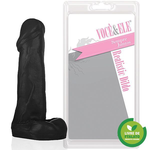 ! ** (INDISPONÍVEL) Prótese Júpiter com escroto - 17,5x4,5 cm na cor preto