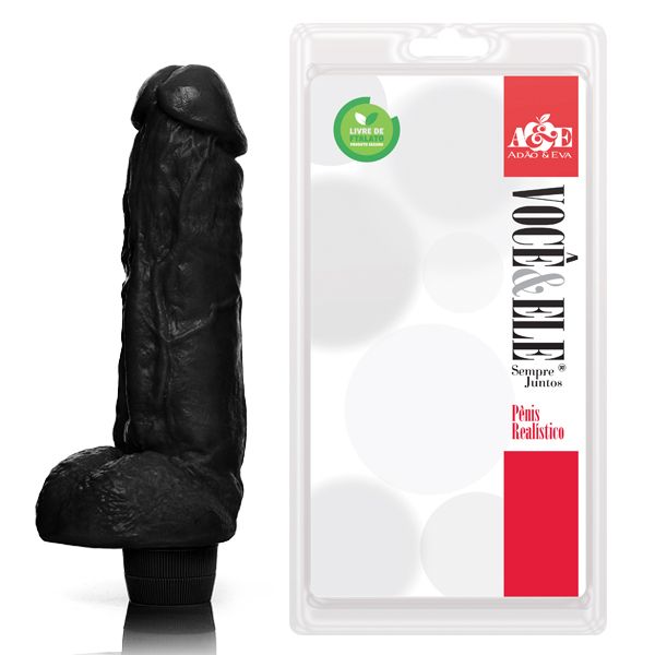 ! ** (INDISPONÍVEL) Prótese com escroto e vibrador Kong - 19,5x5,5 cm na cor preto AH110