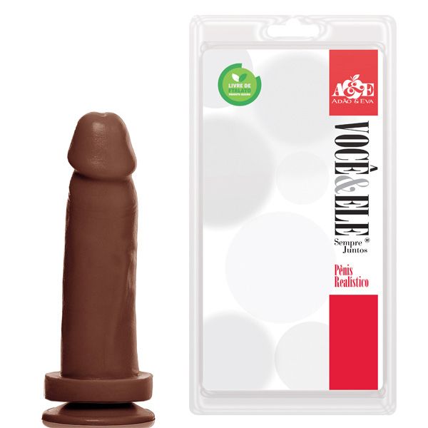 ! ** (INDISPONÍVEL) Prótese 6 com ventosa - 14,5x4 cm na cor marrom A/E *