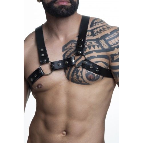! ** (INDISPONÍVEL) HARNESS EM COURO SINTÉTICO FORMATO 0 PRETO