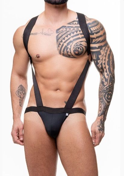 ! ** (INDISPONÍVEL) BODY HARNESS EM SUPLEX PRETO-FRENTE *