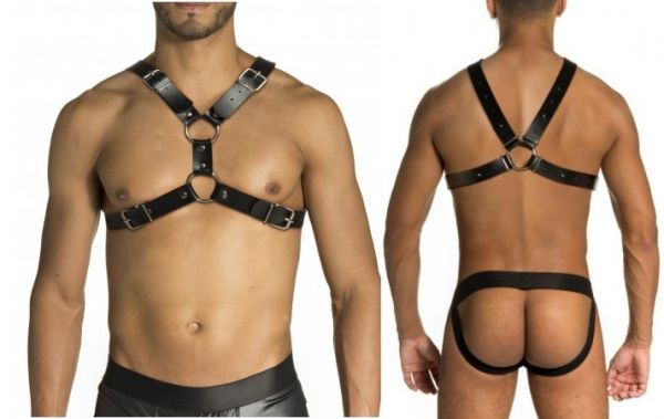 !       **  (INDISPONÍVEL)  HARNESS FORMATO X EM COURO SINTÉTICO PRETO