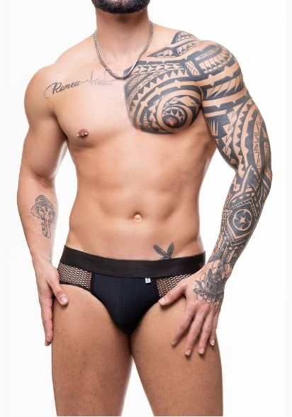 ! ** (INDISPONÍVEL) CUECA SUPLEX COM ARRASTAO PRETO ABERTO ATRAS *