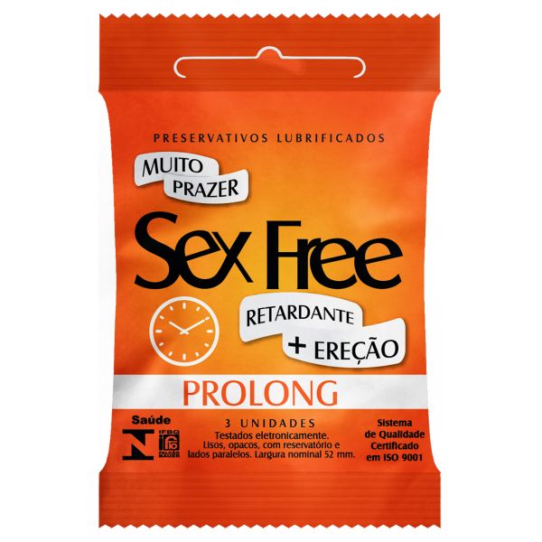 !Preservativo Lubrificado Sex Free - Prolong - Retardante + Ereção
