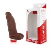 !                            ST**  PRÓTESE PENIANA GORDINHO SACANA MARROM  COM ESCROTO E VIBRO R/P *
