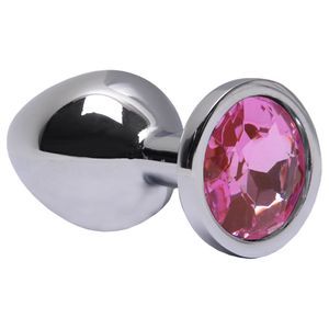(INDISPONÍVEL) **Plug Anal M Aço ROSA Brilhante Sexy Import