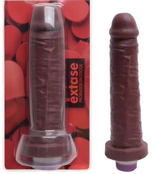 !                                        ST**  PRÓTESE REALÍSTICA COM VIBRADOR 20X4,5 CM CHOCOLATE *