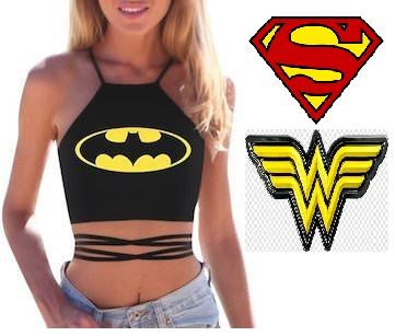 ! ST** Top curto com logotipo SUPER HERÓIS *