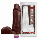 !                           ST**  Pênis Realístico Negro Com Escroto e Vibro - 20,5cm X 4,7cm S/F *
