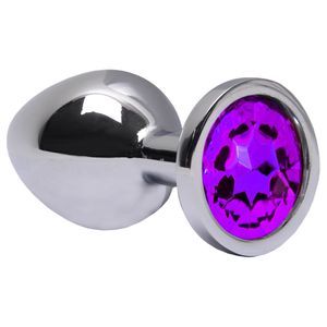 (INDISPONÍVEL) **Plug Anal M Aço ROXO Brilhante Sexy Import
