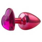 (INDISPONÍVEL)     Plug Metálico VERMELHO Pedra Formato de Coração Hard - HA121V