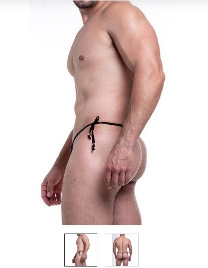 ! ** (INDISPONÍVEL) FIO CALCINHA MASCULINA TULE PRETA LATERAL PONTEIRA PRATA