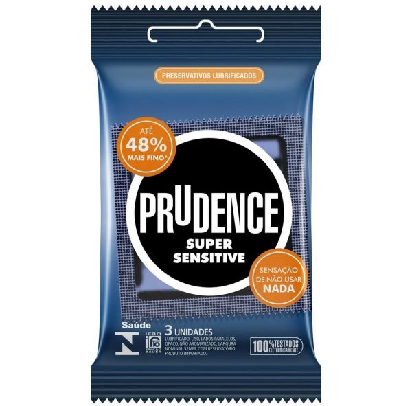 ! ** Preservativo Super Sensitive Com 3 Unidades Prudence