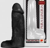 !                            ST**  Pênis Realístico Preto Com Escroto Maciço - 23,2 cm X 7,3cm S/F *