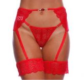 !                                        ST**  TANGA SAMARA EM RENDA COM CINTA LIGA PATITEX VERMELHA