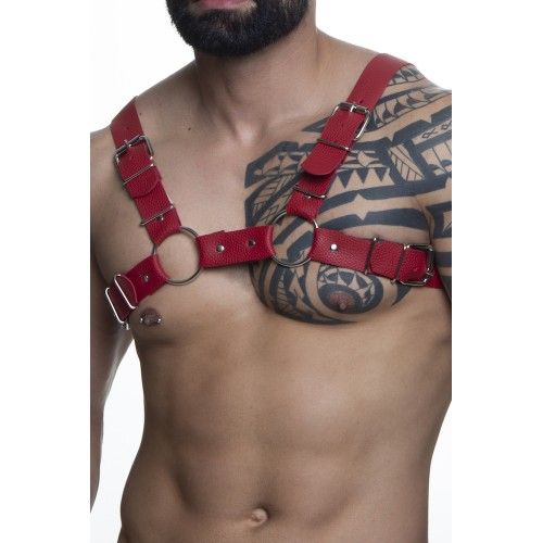! ST** HARNESS PREMIUM EM COURO SINTÉTICO VERMELHO *