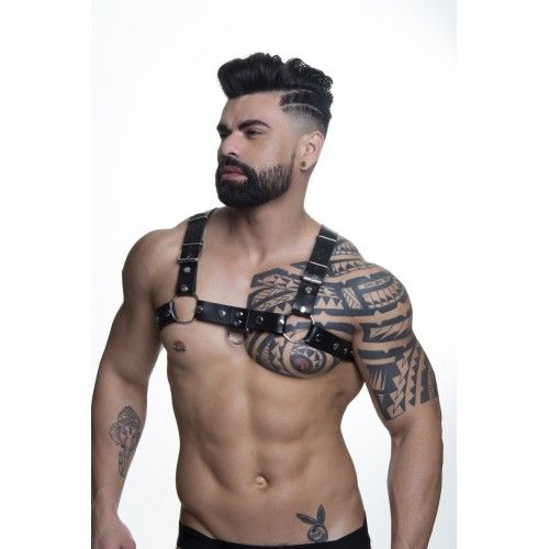 ! ** (INDISPONÍVEL) HARNESS EM COURO SINTÉTICO FORMATO H PRETO
