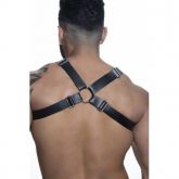 !                              **  (INDISPONÍVEL)  HARNESS EM COURO SINTÉTICO FORMATO 0 PRETO-COSTAS