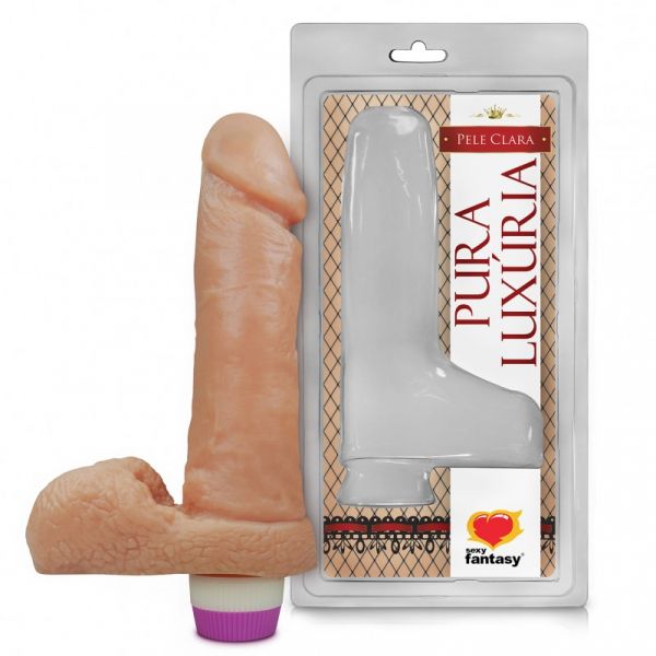 (INDISPONÍVEL) ! PÊNIS REALÍSTICO COM ESCROTO E VIBRO – 17,5X4,5CM AH102