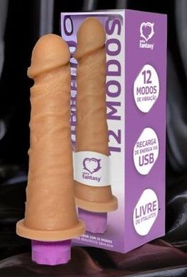 ! ST** Pênis Realístico com Vibrador 12 Modos | USB - 18 x 4,4 cm S/F *