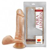 !                      **  (INDISPONÍVEL)  PÊNIS REALÍSTICO COM ESCROTO E VENTOSA – 17,5X3,8CM AH187