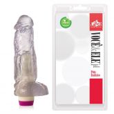 !                **  (INDISPONÍVEL)  Prótese com escroto e vibrador Kong - 19,5x5,5 cm - Translúcido