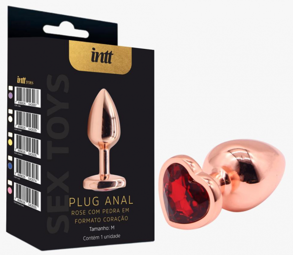 ! ST** Plug Anal Rose MÉDIO - PEDRA FORMATO CORAÇÃO INTT *