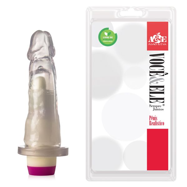 ! ** (INDISPONÍVEL) Prótese com vibrador 8 - 16x4 cm - Translúcido AH137