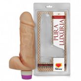 (INDISPONÍVEL) **PÊNIS REALÍSTICO COM ESCROTO E VIBRO – 17,5X4,5CM