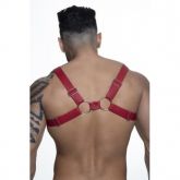 !                           **  (INDISPONÍVEL)  HARNESS FORMATO X EM COURO SINTÉTICO VERMELHO-costas