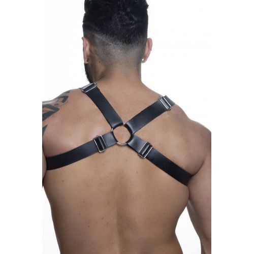 ! ** (INDISPONÍVEL) HARNESS EM COURO SINTÉTICO FORMATO 0 PRETO-COSTAS