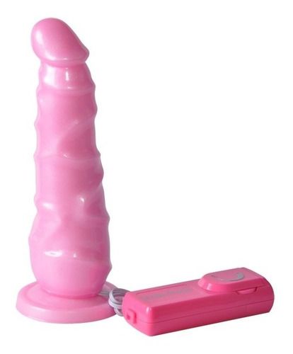 (INDISPONÍVEL) VIBRADOR PÊNIS MACIO ROSA PEROLADO COM VENTOSA E VIBRAÇÃO