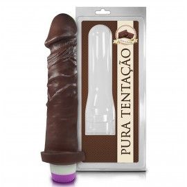 !                          ST**  PÊNIS REALÍSTICO AROMÁTICO DE CHOCOLATE COM VIBRO – 18X4,4 CM S/F *