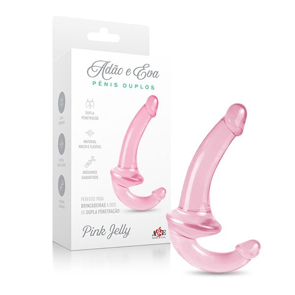! ** (INDISPONÍVEL) Pink Jelly - Pênis Duplo Rosa