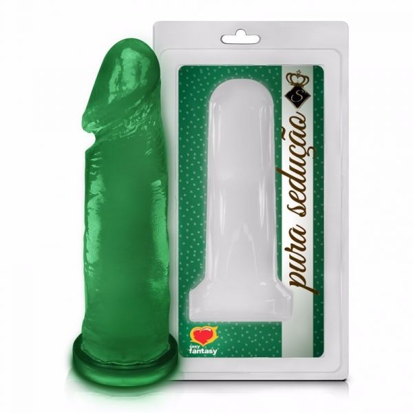 ! ** (INDISPONÍVEL) Prótese De Gel Realístico Maciço Pênis Em Jelly Verde 14 X 4,2 CM AH253