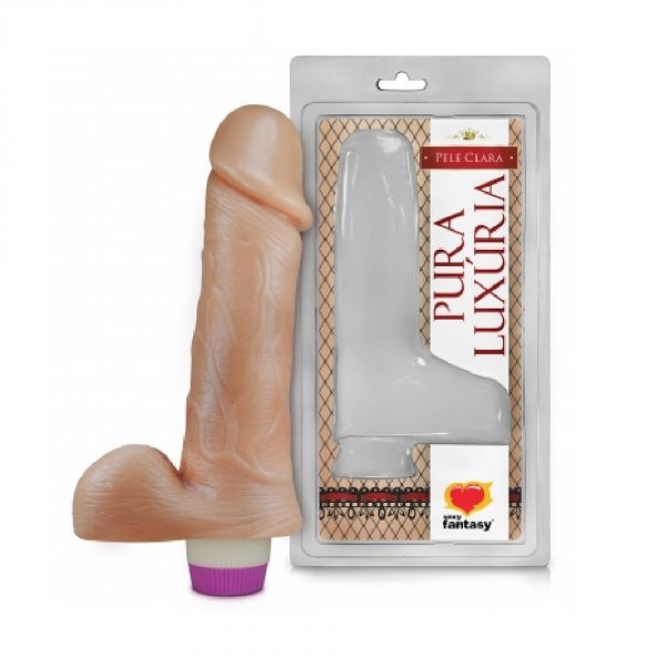 ! ST** PÊNIS REALÍSTICO C/ ESCROTO E VIBRO - 18X4,4 CM S/F *