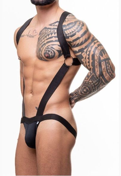 ! ** (INDISPONÍVEL) BODY HARNESS EM SUPLEX PRETO-LADO *