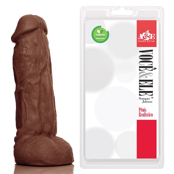 ! ** (INDISPONÍVEL) Prótese com escroto Kong - 19,5x5,5 cm na cor marrom