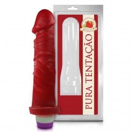 ! ST** PÊNIS REALÍSTICO AROMÁTICO DE MORANGO COM VIBRO – 18X4.4 CM AH248