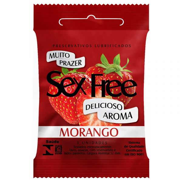 ! Preservativo Lubrificado Sex Free - Aroma Morango
